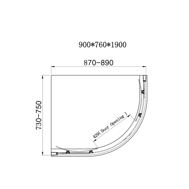 Chrome 6mm Glass Offset Quadrant Shower Enclosure 900x760mm - Carina