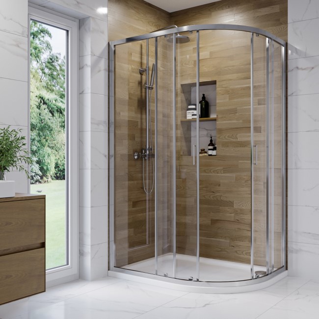 Chrome 6mm Glass Offset Quadrant Shower Enclosure 1200x800mm - Carina