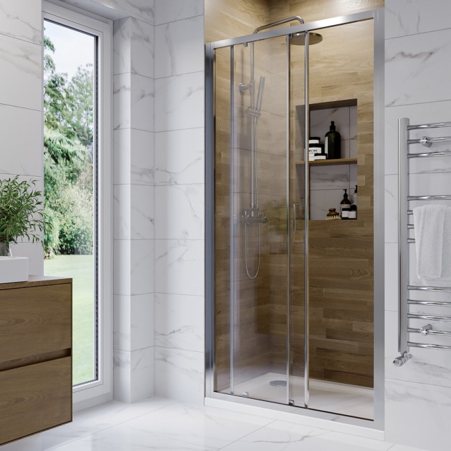 Chrome 1000mm Sliding Shower Door 6mm Glass - Carina