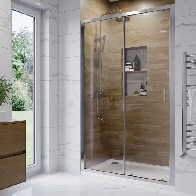 Chrome 1200mm Sliding Shower Door 6mm Glass - Carina