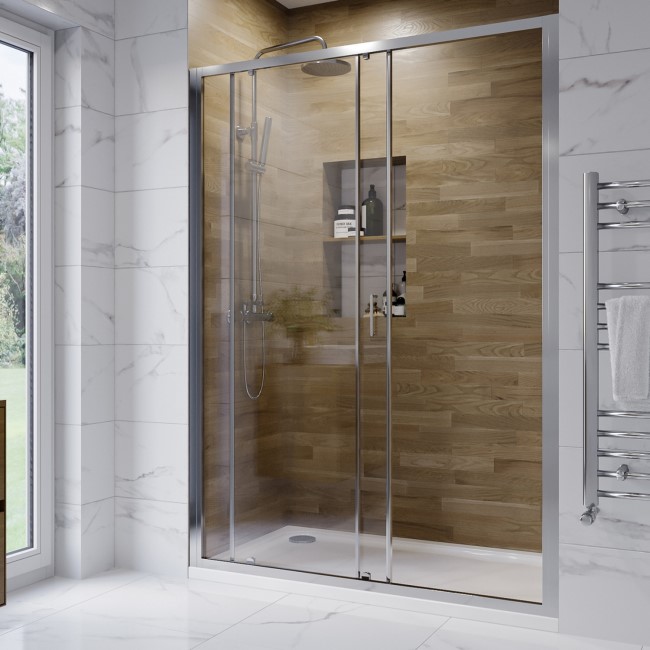 Chrome 1400mm Sliding Shower Door 6mm Glass - Carina