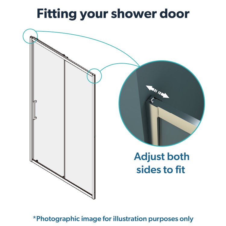 1400mm Chrome Sliding Shower Door 6mm Glass - Carina