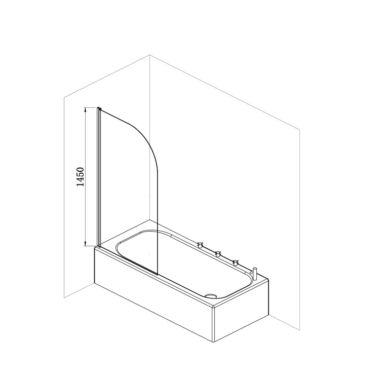 Single Ended Shower Bath with Front Panel & Chrome Bath Screen 1500 x 700mm - Alton