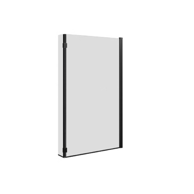 Black Hinged L Shape Shower Bath Screen 1450 x 975mm - Maia