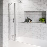 Chrome Hinged Shower Bath Screen 1450 x 1050mm - Zibal Chrome Hinged Shower Bath Screen 1450 x 1050mm - Zibal