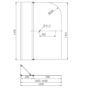 Black Hinged Shower Bath Screen 1450 x 1050mm - Zibal