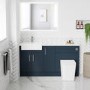 1500mm - 1800mm Blue Toilet and Sink Unit with Marble Effect Worktop and Chrome Fittings - Coniston