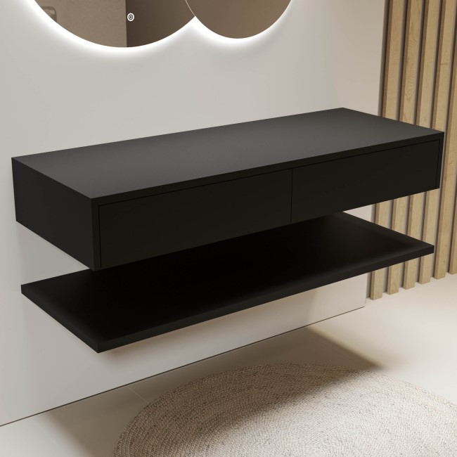 1200mm Black Wall Hung Countertop Shelves - Lugo