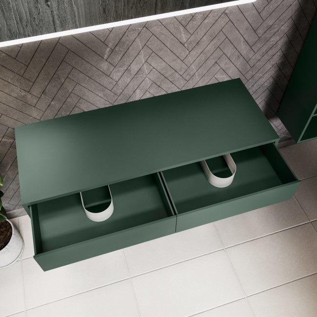 1200mm Green Wall Hung Countertop Shelves - Lugo