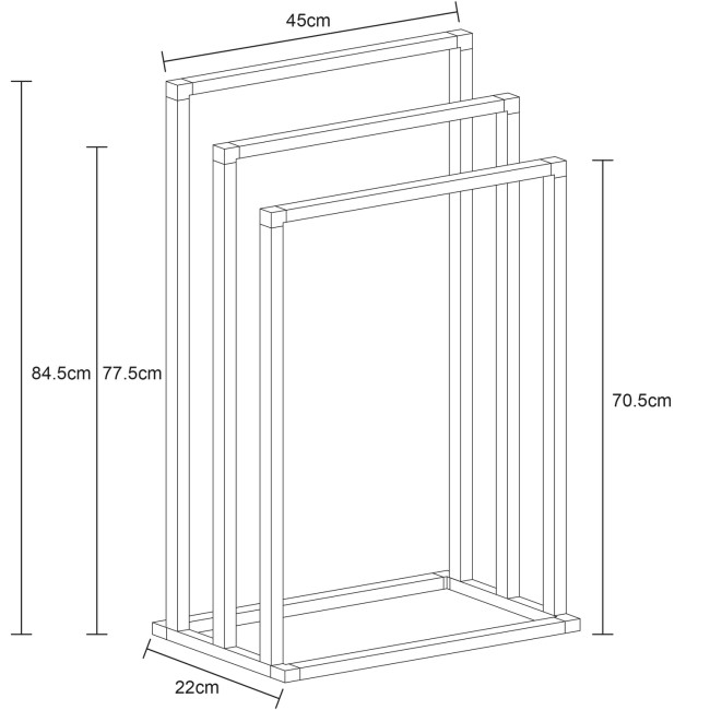 Black 3 Tier Free Standing Towel Rack