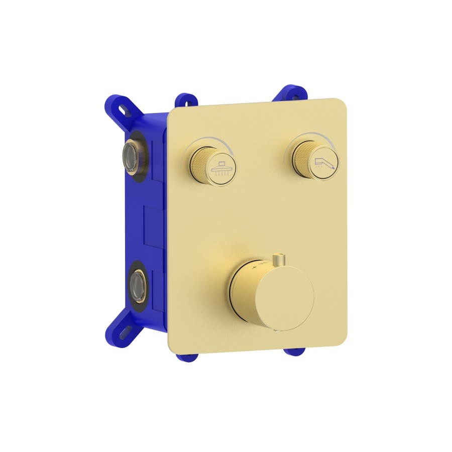 Grade A1 - Gold Push Button Concealed Mixer Shower with Round Head - Vance
