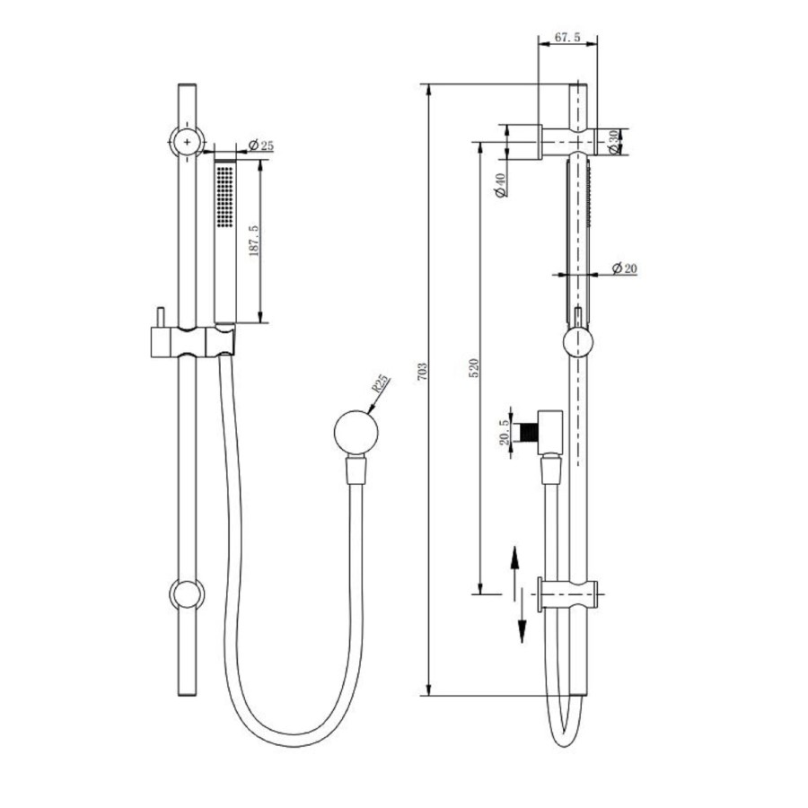 Grade A1 - Gold Push Button Concealed Mixer Shower with Round Head - Vance