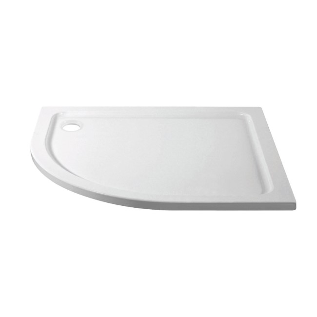 900x700mm White Acrylic Capped Stone Resin Left Hand Offset Quadrant Shower Tray - Pearl