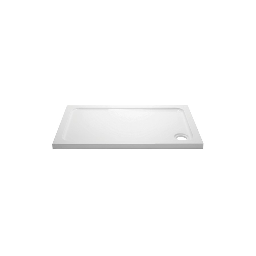 1000x900mm Rectangular Shower Tray - White Acrylic Stone Resin - Pearl