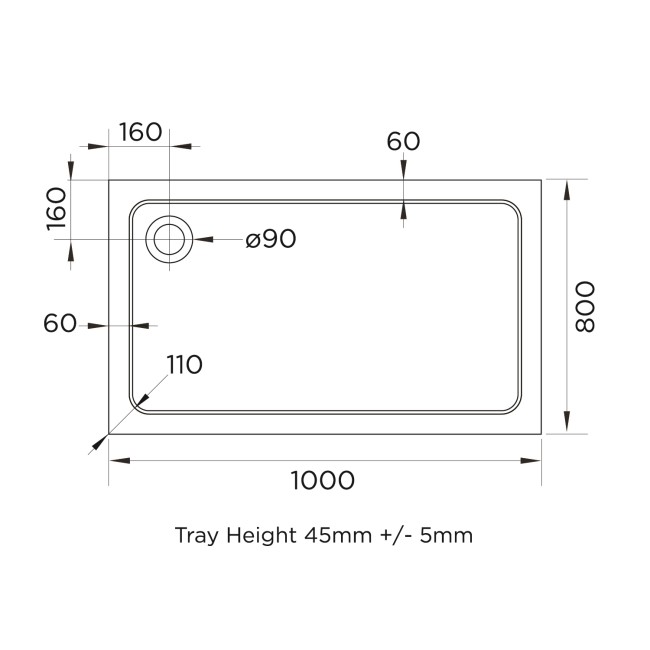 1000x800mm White Acrylic Capped Stone Resin Rectangular  Shower Tray - Pearl