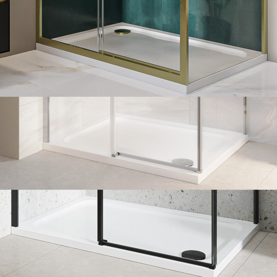 1000x800mm Rectangular Shower Tray - White Acrylic Stone Resin - Pearl