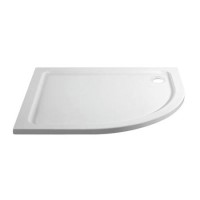 900x760mm White Stone Resin Right Hand Offset Quadrant Shower Tray - Pearl