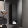 Single Door Black Wall Mounted Tall Bathroom Cabinet 350 x 1250mm - Lugo