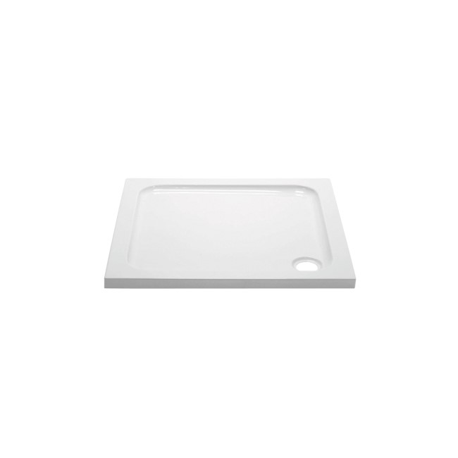 760x760mm White Acrylic Capped Stone Resin Square Shower Tray - Pearl