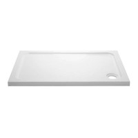 1500x900mm White Acrylic Capped Stone Resin Rectangular Shower Tray - Pearl