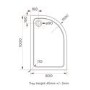 1000x800mm Stone Resin Right Hand Offset Quadrant Shower Tray - Pearl
