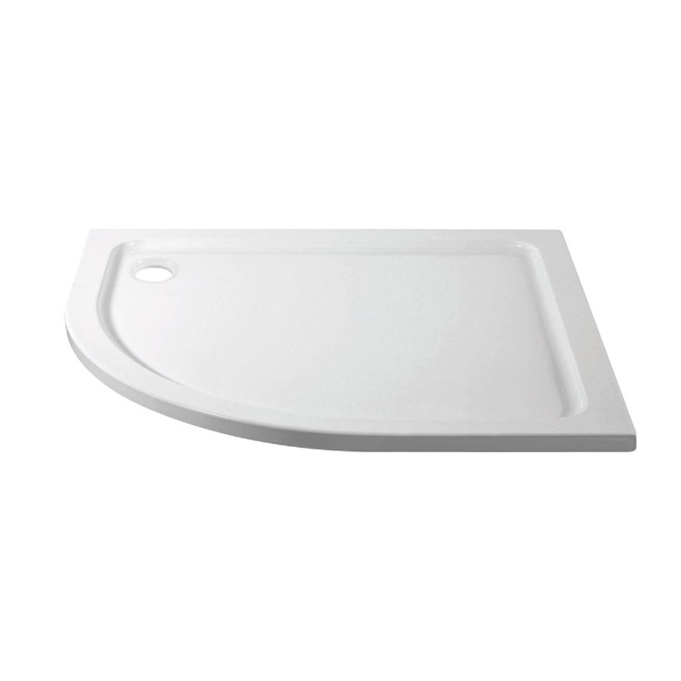 1200x800mm Left Hand Offset Quadrant Shower Tray - White Acrylic Stone Resin - Pearl