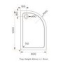 1200x800mm Right Hand Offset Quadrant Shower Tray - White Acrylic Stone Resin - Pearl
