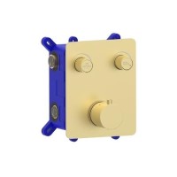 Brass 2 Outlet Concealed Thermostatic Shower Valve with 2 Function Push Button - Vance