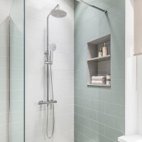 Thermostatic Mixer Bar Shower with Round Overhead & Handset - Koto