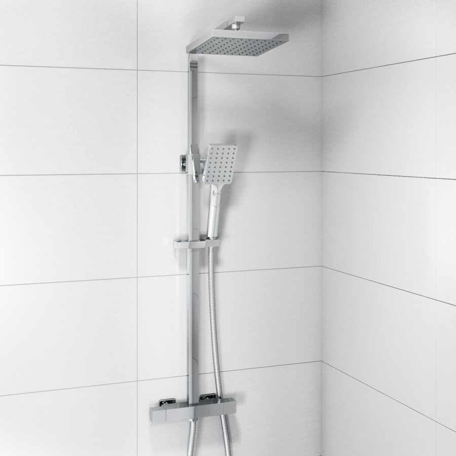 Thermostatic Mixer Bar Shower with Square Overhead & Handset - Koto