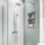 Chrome Thermostatic Mixer Shower with Square Overhead & Handset - Koto