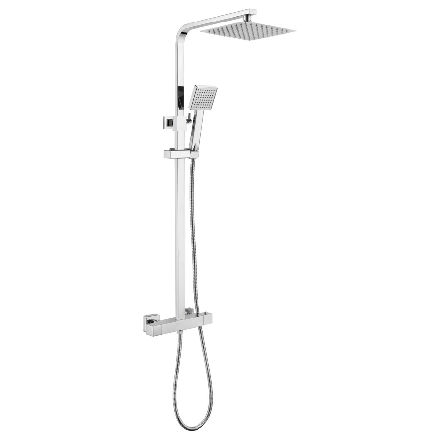 Chrome Thermostatic Mixer Shower with Square Overhead & Handset - Koto