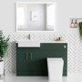 1200mm Green Toilet and Sink Unit with Marble Worktop and Chrome Fittings - Coniston