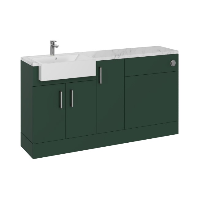 1500mm - 1800mm Green Toilet and Sink Unit with Marble Worktop and Chrome Fittings - Coniston