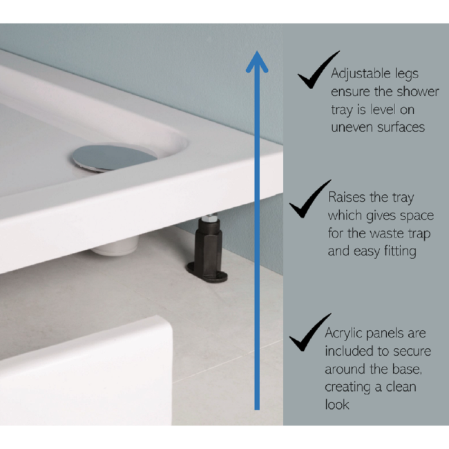 95mm High Riser Kit Pack for 760mm Shower Trays - White