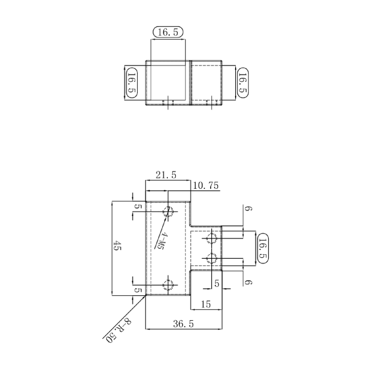 T-Shape Bracket Matt Black