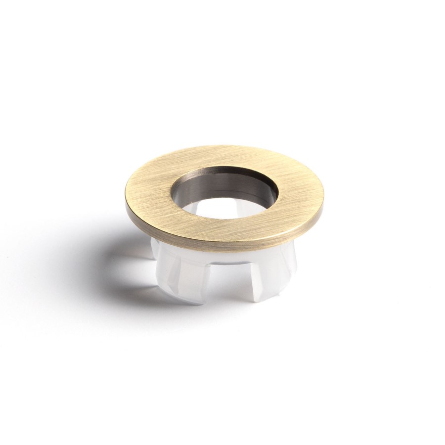 Brushed Brass Round Basin Overflow Cover - Ashford