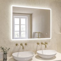 Rectangular Heated Bathroom Mirror with Lights 900 x 700mm - Ariel