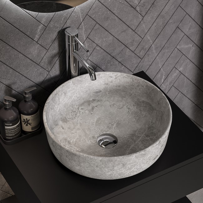 Stone Effect Round Countertop Basin 415mm - Torres