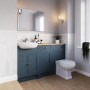 1500 - 1800mm Indigo Blue Toilet and Sink Unit with Oak Worktop - Aylesford
