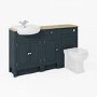 1500 - 1800mm Indigo Blue Toilet and Sink Unit with Oak Worktop - Aylesford