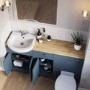 1500 - 1800mm Indigo Blue Toilet and Sink Unit with Oak Worktop - Aylesford