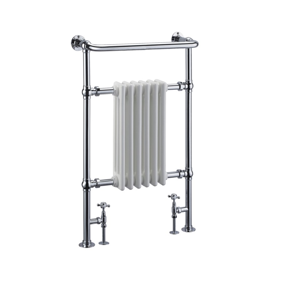 White Chrome Traditional Wall Hung Towel Radiator - 963 x 583 x 230mm