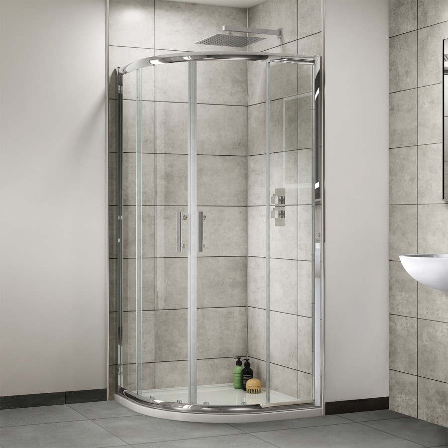 GRADE A1 - 800 x 800mm Quadrant Sliding Shower Enclosure 4mm Glass - Aqualine