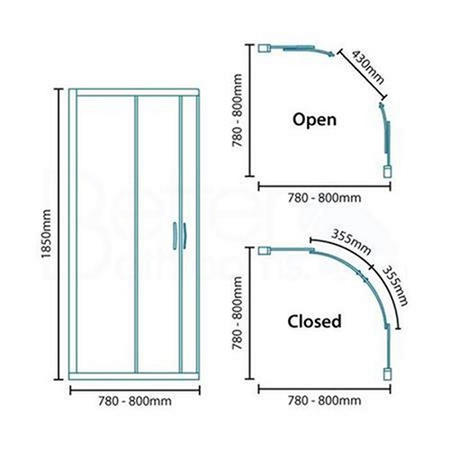 GRADE A1 - 800 x 800mm Quadrant Sliding Shower Enclosure 4mm Glass - Aqualine