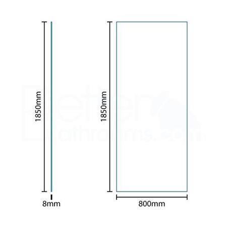 GRADE A1 - Walk In Glass Shower Screen - 1850 x 800mm - 8mm Glass