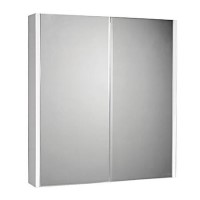 600mm Wall Hung Mirror Bathroom Cabinet - White- 2 Door - Aspen
