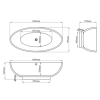 Freestanding Double Ended Bath 1688 x 795mm - Oval