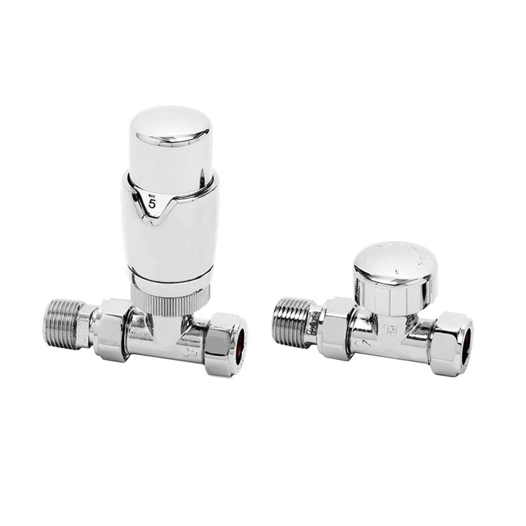 Thermostatic Straight Chrome Radiator Valves