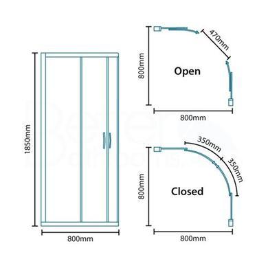 Sliding Door Quadrant Enclosure with Shower Tray 800 x 800mm - 6mm Glass - Aquafloe Range